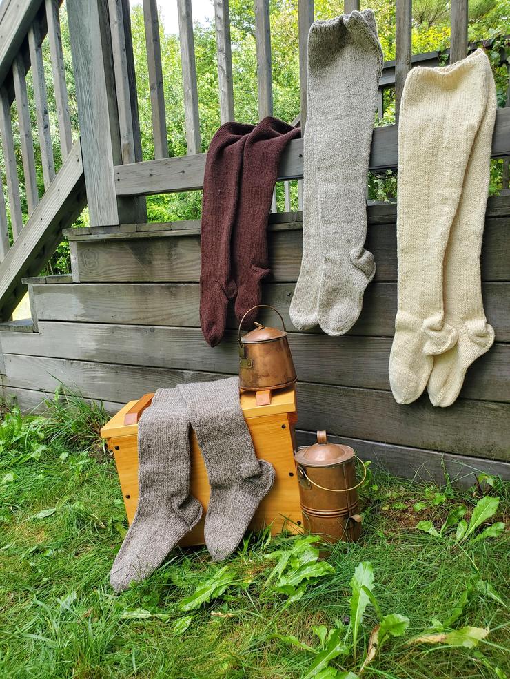 18th Century Wool Stockings Hand Knit with Natural Wool